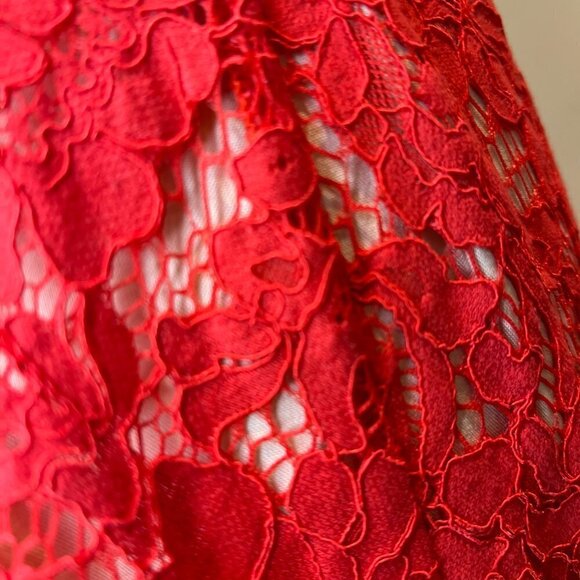 Lulus One Wish Red Lace Midi Dress, Size Large - Picture 14 of 16